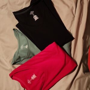 St John's Bay t-shirts, red, green, black